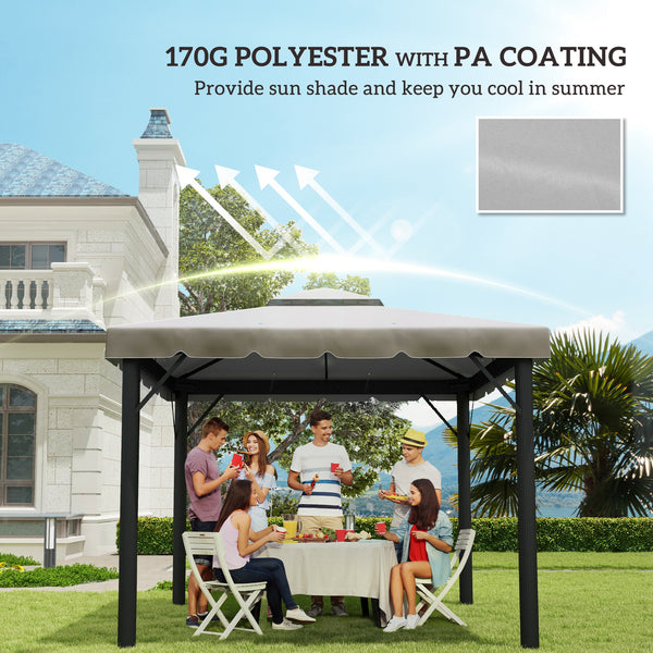 9.8' x 9.8' Gazebo Replacement Canopy, Gazebo Top Cover with Double Vented Roof for Garden Patio Outdoor TOP ONLY, Grey