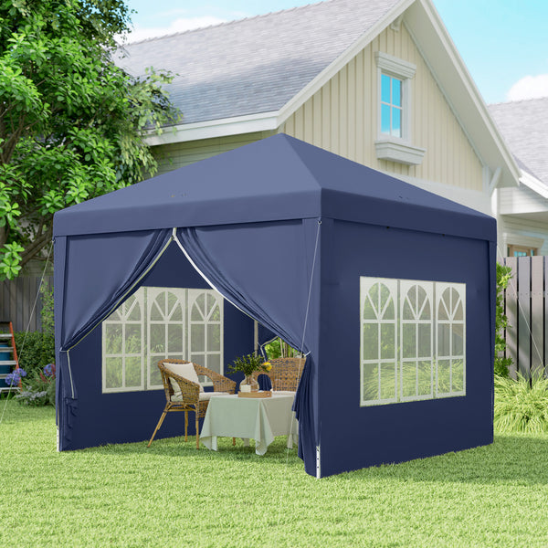 10'x10' Outdoor Pop Up Party Tent Gazebo Canopy with Carrying Bag (Blue)