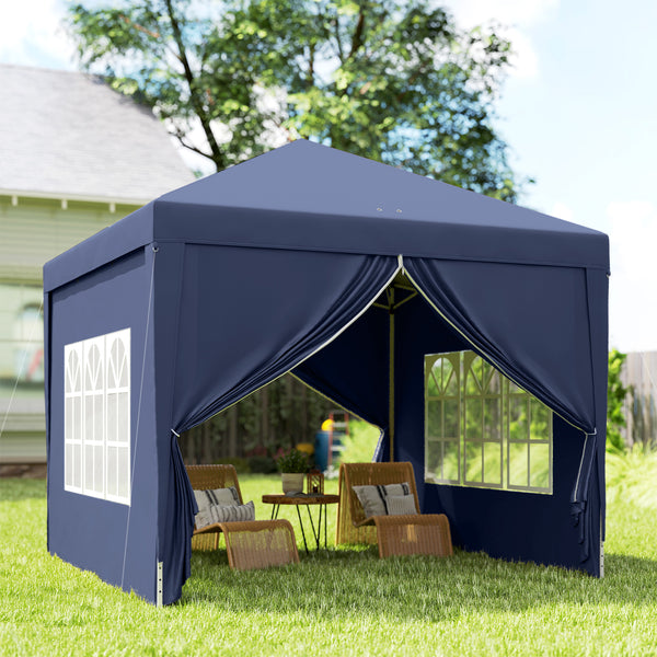 10'x10' Outdoor Pop Up Party Tent Gazebo Canopy with Carrying Bag (Blue)