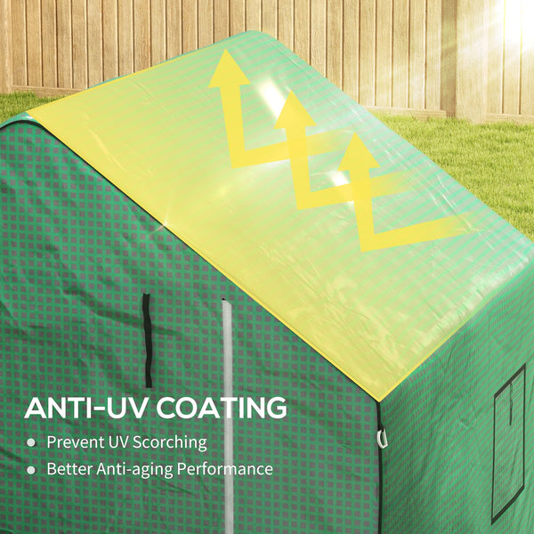 Walk-in Greenhouse Cover Replacement with Roll-up Door and Mesh Windows, Reinforced PE Hot House Cover, COVER ONLY, 140 x 143 x 190cm, Green