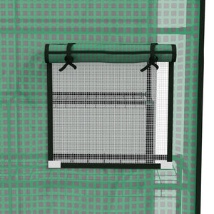 Walk-in Greenhouse Cover Replacement with Roll-up Door and Mesh Windows, Reinforced PE Hot House Cover, COVER ONLY, 140 x 143 x 190cm, Green