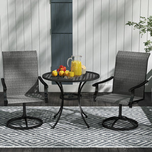 Patio Swivel Dining Chairs Set of 2, High Back Outdoor Chairs with All Weather Mesh Fabric and Metal Frame for Deck, Garden, Backyard, Poolside, Grey