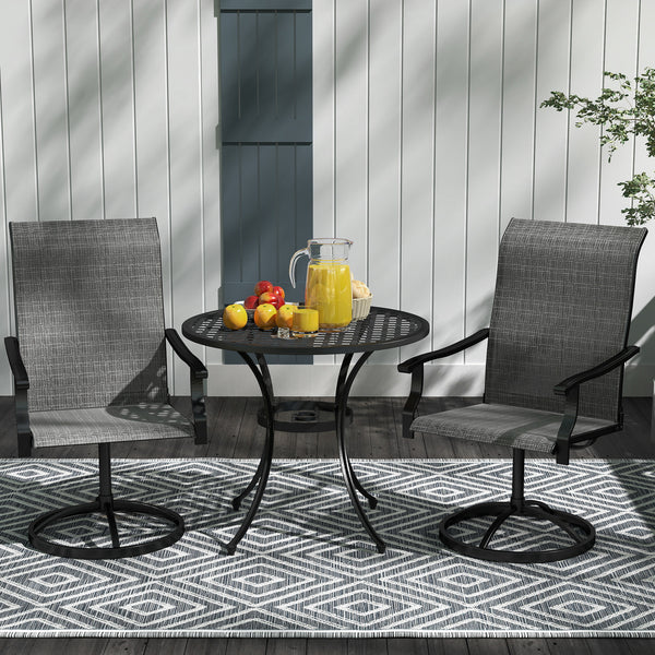Patio Swivel Dining Chairs Set of 2, High Back Outdoor Chairs with All Weather Mesh Fabric and Metal Frame for Deck, Garden, Backyard, Poolside, Grey
