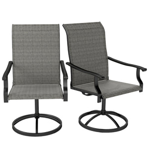 Patio Swivel Dining Chairs Set of 2, High Back Outdoor Chairs with All Weather Mesh Fabric and Metal Frame for Deck, Garden, Backyard, Poolside, Grey