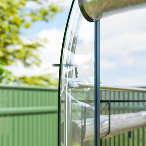 Walk-in Tunnel Greenhouse, 10' x 3' x 6.5' Hoop House Greenhouse with 8 Roll-Up Doors, Plant Hot House with Galvanized Steel Frame for Garden Patio Lawn, Clear