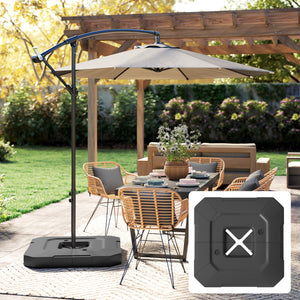 2-Piece Cantilever Offset Patio Umbrella Base Weight Set, 231 lb Heavy Duty Fillable Outdoor Offset Umbrella Weights with Easy-Fill Spouts for Water or Sand for Garden, Backyard, Black
