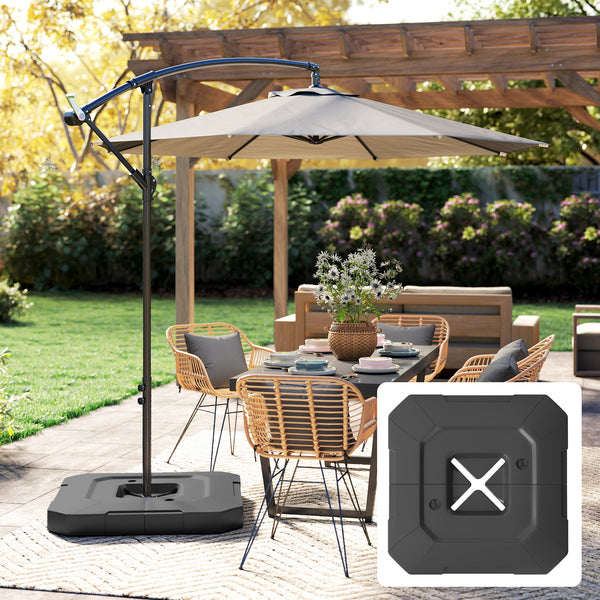 2-Piece Cantilever Offset Patio Umbrella Base Weight Set, 231 lb Heavy Duty Fillable Outdoor Offset Umbrella Weights with Easy-Fill Spouts for Water or Sand for Garden, Backyard, Black