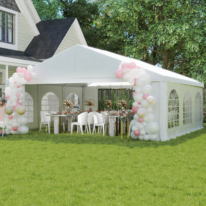 20' x 20' Heavy Duty Party Tent & Carport with Removable Sidewalls and Double Doors, Large Canopy Tent, Sun Shade Shelter, for Parties, Wedding, Outdoor Events, BBQ, White