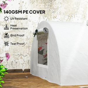 7' x 3' x 2' Portable Mini Greenhouse, Tunnel Growing Tent Plants Flower Warm House with 5 Mesh Windows and Steel Frame, for Garden, Patio, Backyard, White