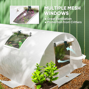 7' x 3' x 2' Portable Mini Greenhouse, Tunnel Growing Tent Plants Flower Warm House with 5 Mesh Windows and Steel Frame, for Garden, Patio, Backyard, White
