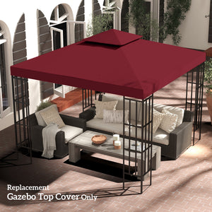 9.84' x 9.84' Square 2-Tier Gazebo Canopy Replacement Top Cover Outdoor Garden Sun Shade, Wine Red