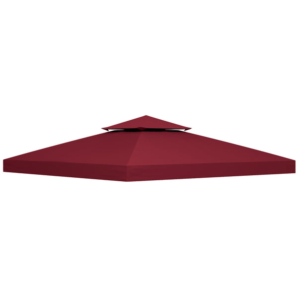 9.84' x 9.84' Square 2-Tier Gazebo Canopy Replacement Top Cover Outdoor Garden Sun Shade, Wine Red