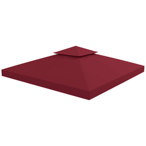 9.84' x 9.84' Square 2-Tier Gazebo Canopy Replacement Top Cover Outdoor Garden Sun Shade, Wine Red
