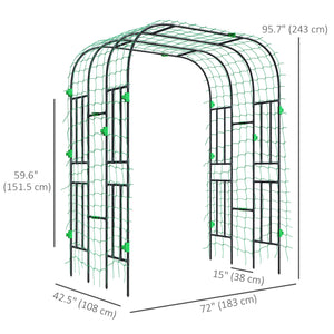 Garden Arch Trellis, 8 FT Tall Metal Plant Trellis Support with Trellis Netting, Outdoor Archway Trellis for Climbing Plants, Vegetables, Flowers, Fruits