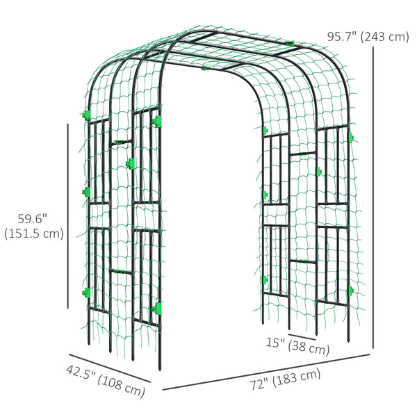 Garden Arch Trellis, 8 FT Tall Metal Plant Trellis Support with Trellis Netting, Outdoor Archway Trellis for Climbing Plants, Vegetables, Flowers, Fruits
