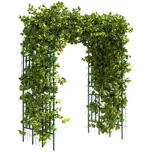Garden Arch Trellis, 8 FT Tall Metal Plant Trellis Support with Trellis Netting, Outdoor Archway Trellis for Climbing Plants, Vegetables, Flowers, Fruits