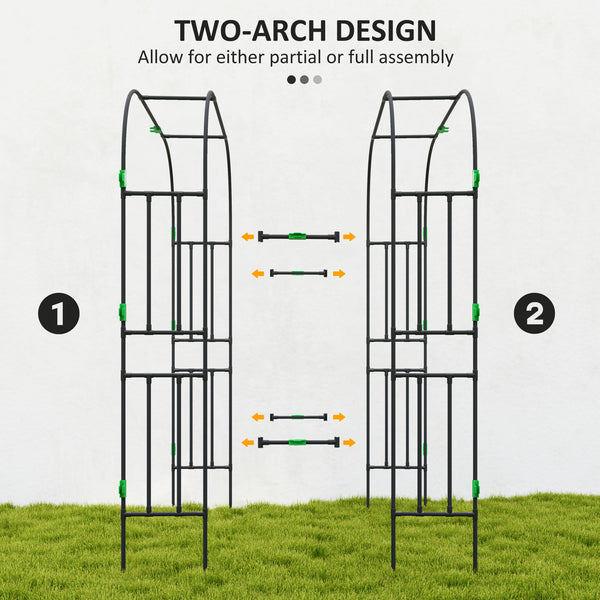 Garden Arch Trellis, 8 FT Tall Metal Plant Trellis Support with Trellis Netting, Outdoor Archway Trellis for Climbing Plants, Vegetables, Flowers, Fruits
