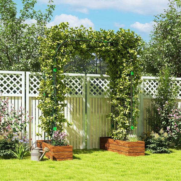 Garden Arch Trellis, 8 FT Tall Metal Plant Trellis Support with Trellis Netting, Outdoor Archway Trellis for Climbing Plants, Vegetables, Flowers, Fruits