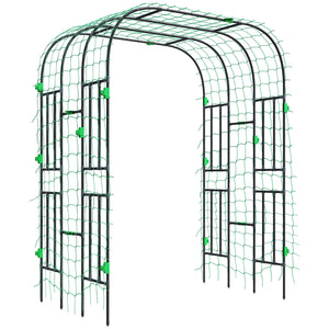Garden Arch Trellis, 8 FT Tall Metal Plant Trellis Support with Trellis Netting, Outdoor Archway Trellis for Climbing Plants, Vegetables, Flowers, Fruits