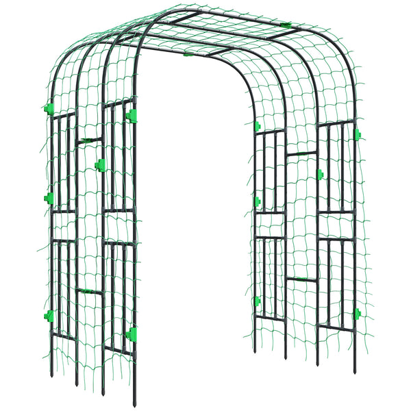 Garden Arch Trellis, 8 FT Tall Metal Plant Trellis Support with Trellis Netting, Outdoor Archway Trellis for Climbing Plants, Vegetables, Flowers, Fruits