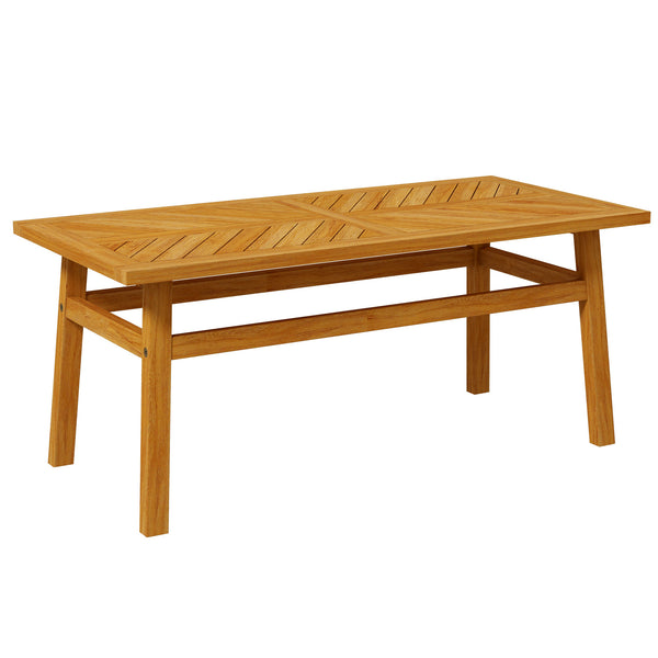 Outsunny Outdoor Coffee Table, Rustic Acacia Wood Patio Table for Garden, Backyard, Balcony, Deck, Natural Wood