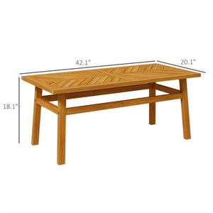 Outsunny Outdoor Coffee Table, Rustic Acacia Wood Patio Table for Garden, Backyard, Balcony, Deck, Natural Wood