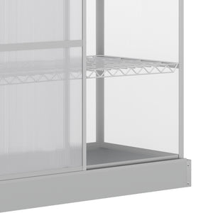 3 Tier Greenhouse Garden Outdoor Cold Frame Plant Flower Growth Transparent Polycarbonate Board Openable Roof Sliding Door w/ Foundation 131L x 58W x 140H cm