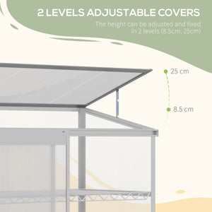 3 Tier Greenhouse Garden Outdoor Cold Frame Plant Flower Growth Transparent Polycarbonate Board Openable Roof Sliding Door w/ Foundation 131L x 58W x 140H cm