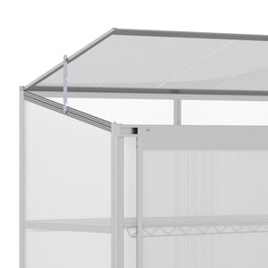 3 Tier Greenhouse Garden Outdoor Cold Frame Plant Flower Growth Transparent Polycarbonate Board Openable Roof Sliding Door w/ Foundation 131L x 58W x 140H cm