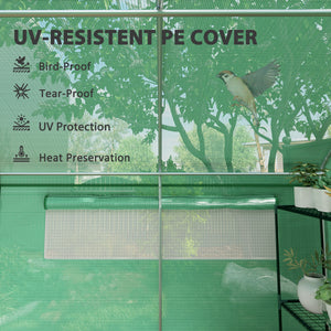 6 x 3 x 2m Polytunnel Greenhouse with 3 Roll-up Doors and Mesh Windows, Walk-in Garden Tunnel Warm House Tent with UV-resistant PE Cover and Galvanised Steel Frame, Green