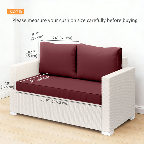 2 Seater Outdoor Seat Cushions with Backrest, Loveseat Double Sofa Outdoor Furniture Cushions, Fade-Resistant Replacement Patio Cushions for Indoor and Outdoor, Wine Red