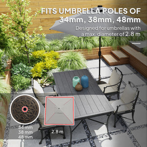 21kg Resin Garden Parasol Base with Wheels, Round Umbrella Stand, Heavy Duty Sun Umbrella Base for 34, 38, 48 mm Umbrella Poles for Deck Poolside, Bronze Tone