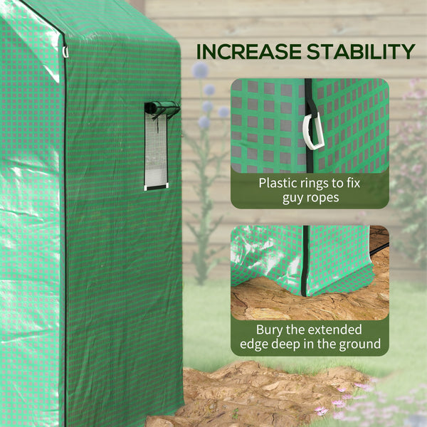 Walk-in Greenhouse Replacement Cover for Model 01-0472 with Roll-up Door and Mesh Windows, 55"x56.25"x74.75" Reinforced Anti-Tear PE Hot House Cover (Frame Not Included), Green