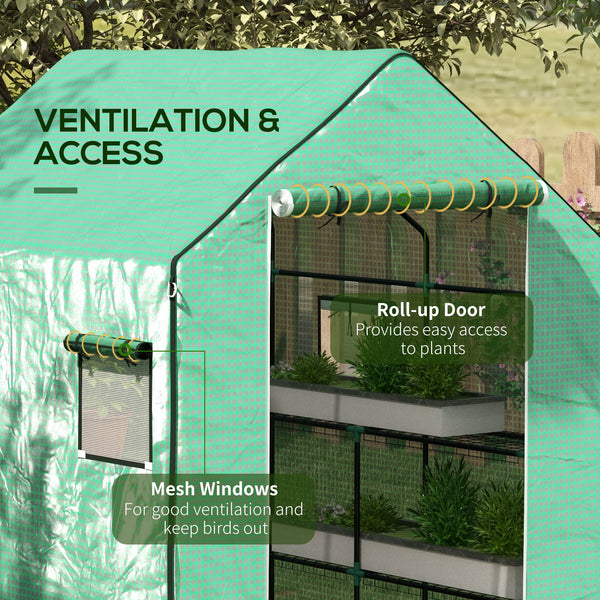 Walk-in Greenhouse Replacement Cover for Model 01-0472 with Roll-up Door and Mesh Windows, 55"x56.25"x74.75" Reinforced Anti-Tear PE Hot House Cover (Frame Not Included), Green
