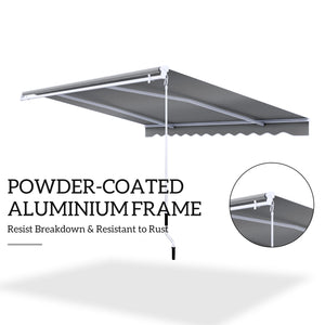 13' x 8' Manual Retractable Patio Awning Sun Shade Outdoor Deck Window Door Canopy Shelter Aluminum Frame Grey