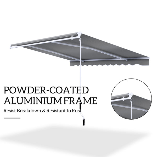 13' x 8' Manual Retractable Patio Awning Sun Shade Outdoor Deck Window Door Canopy Shelter Aluminum Frame Grey