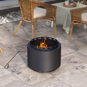 Smokeless Fire Pit, 19" Portable Wood Burning Firepit with Poker for Garden Camping Bonfire Party, Metal, Black