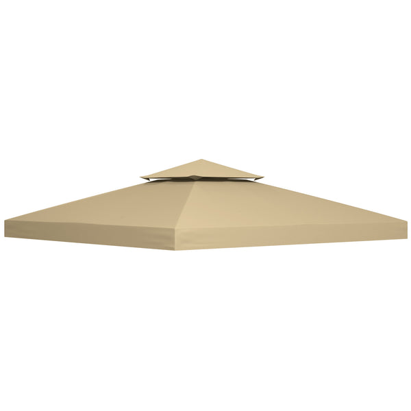 9.8' x 9.8' Square 2-Tier Gazebo Canopy Replacement Top Cover Outdoor Garden Sun Shade, Beige