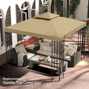 9.8' x 9.8' Square 2-Tier Gazebo Canopy Replacement Top Cover Outdoor Garden Sun Shade, Beige
