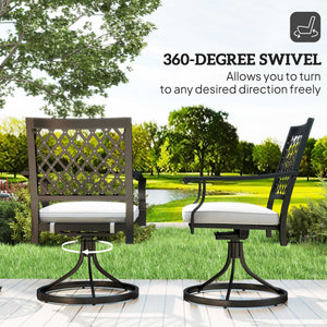 Swivel Patio Chairs Set of 2, Metal Swivel Rocker Chairs with Cushion and Armrests, Outdoor Swivel Chairs for Backyard, Garden, Patio