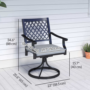 Swivel Patio Chairs Set of 2, Metal Swivel Rocker Chairs with Cushion and Armrests, Outdoor Swivel Chairs for Backyard, Garden, Patio