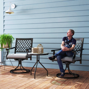 Swivel Patio Chairs Set of 2, Metal Swivel Rocker Chairs with Cushion and Armrests, Outdoor Swivel Chairs for Backyard, Garden, Patio