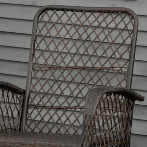 Rattan Rocking Chair, Outdoor Wicker Patio Rocker Chair Furniture with Thick Cushions, for Garden Backyard Porch, Cream White