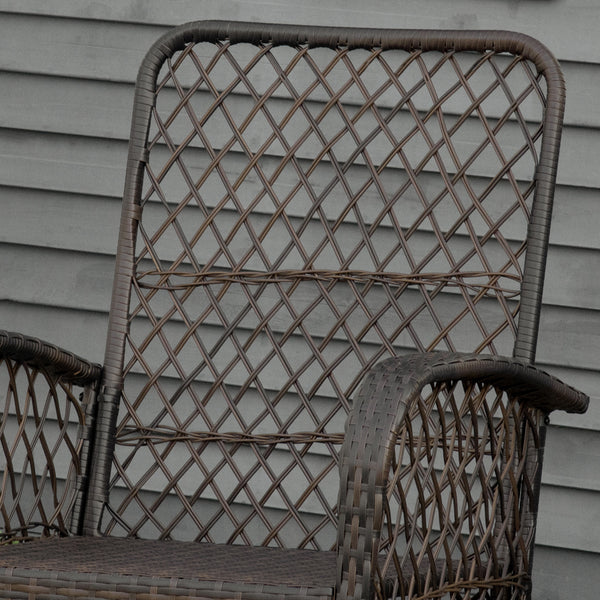 Rattan Rocking Chair, Outdoor Wicker Patio Rocker Chair Furniture with Thick Cushions, for Garden Backyard Porch, Cream White