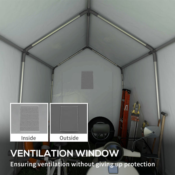 7' x 12' Portable Shed, Outdoor Storage Shed Tent with Galvanised Steel Frame and Roll-up Door for Motorcycle, Bike, Garden Tools, Dark Grey