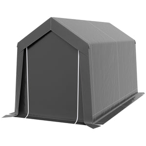 7' x 12' Portable Shed, Outdoor Storage Shed Tent with Galvanised Steel Frame and Roll-up Door for Motorcycle, Bike, Garden Tools, Dark Grey