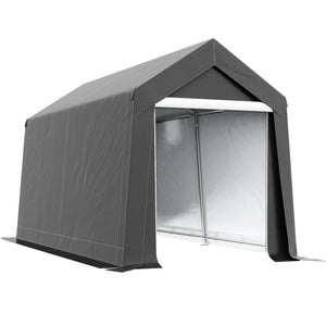 7' x 12' Portable Shed, Outdoor Storage Shed Tent with Galvanised Steel Frame and Roll-up Door for Motorcycle, Bike, Garden Tools, Dark Grey