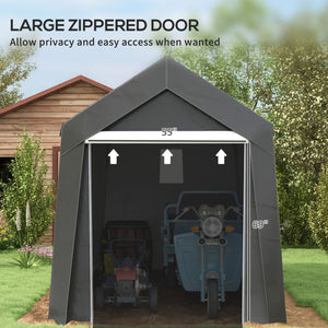 7' x 12' Portable Shed, Outdoor Storage Shed Tent with Galvanised Steel Frame and Roll-up Door for Motorcycle, Bike, Garden Tools, Dark Grey