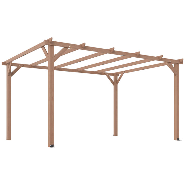 4 x 3 m Wooden Pergola Kit, Garden Pergola Gazebo Grape Trellis with Triangle Supports, 6 Crossing Beams for Climbing Vines, Flowers, Sun Shade Shelter for Grill, Patio, Maple Wood-effect