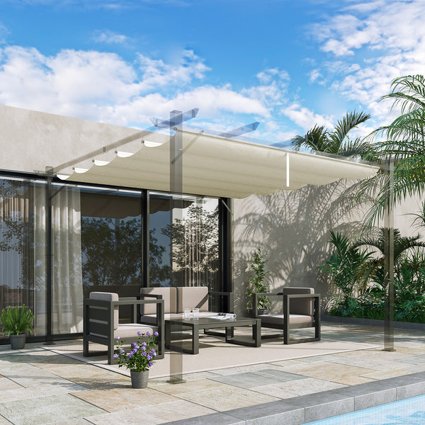 Retractable Replacement Pergola Canopy for 10' x 10' Pergola, Pergola Cover Replacement, Cream White